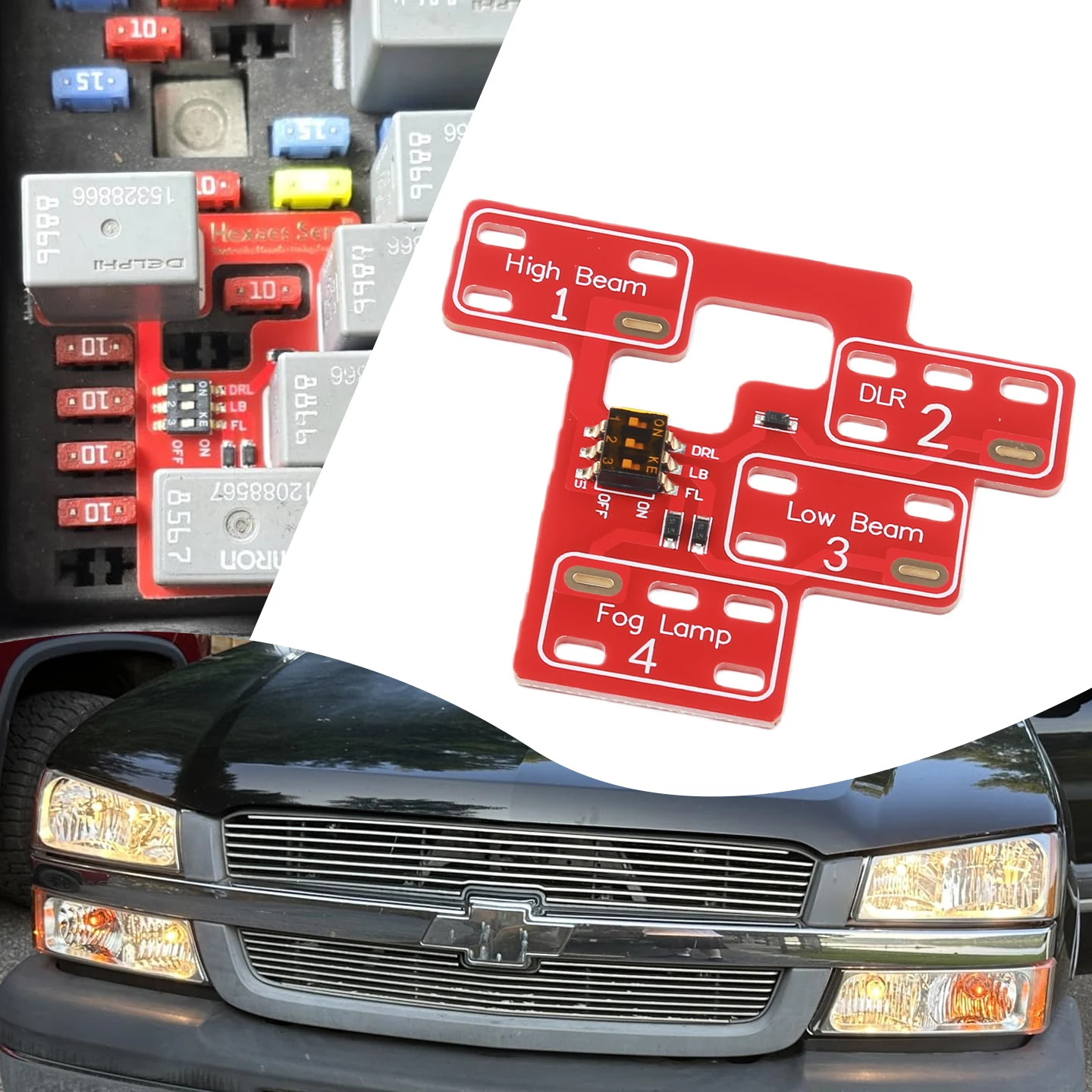 

6 High 8 High Module Настраиваемый дальний свет Обслуживание ближнего света DRL Противотуманные фары Plug and Play (красный) для Silverado Sierra 2003-2007 гг.