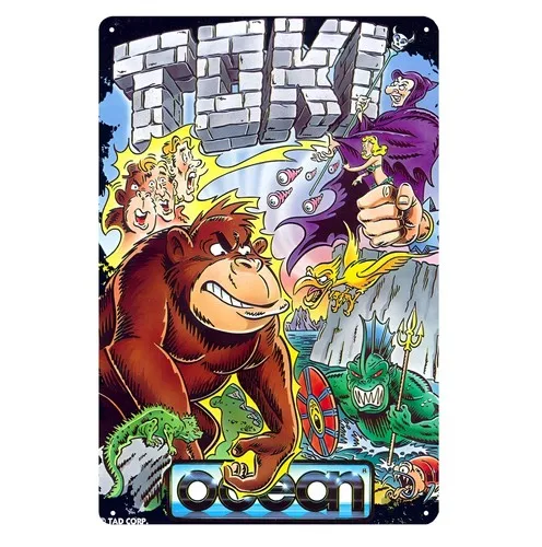 Placa de Metal Decorativa Toki Ocean: Pôster Retrô de Fliperama