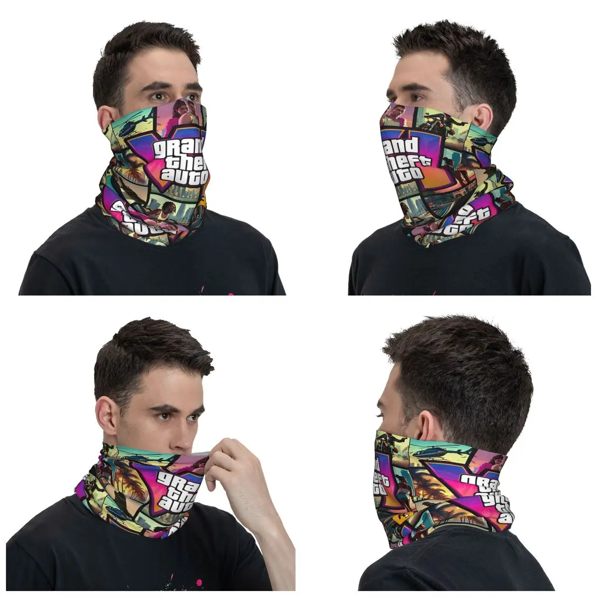 Lucias و Jasons غطاء رقبة مطبوع للبالغين ، GTA 6 Bandana ، لفافة لعبة جديدة ، أغطية رأس دافئة ، وشاح ركوب جيد التهوية ، وشاح للجنسين