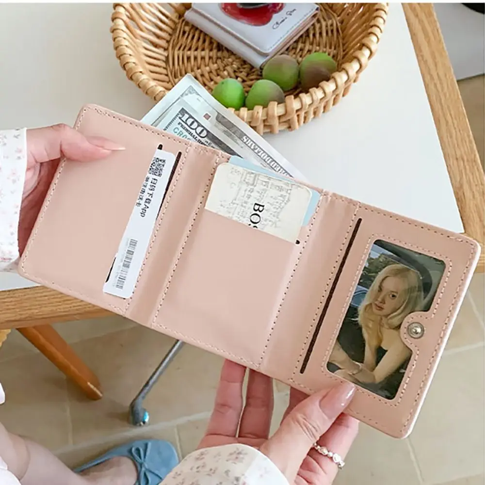 Fashion Cartoon Animal Tri-fold Wallet PU Rotatable Card Holder Zipper Clouse Large Capacity Women's Wallet for Students