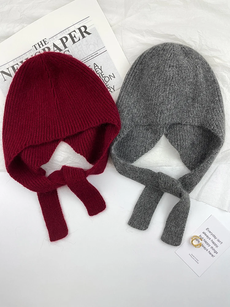 Gestrickte Gehörschutz Hüte Für Frauen Männer Winter Warme Beanies Caps Outdoor Ski Balaclava Bib EarCaps Damen Skullies Hüte gorros – Detail 10