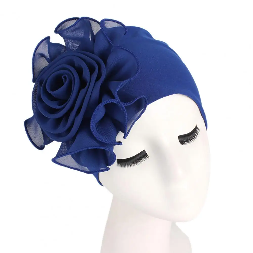 Women Turban Hat Big Flower Ladies Head Wraps Muslim Headscarf Bonnet Vintage Female Bandana Headband Hair Cover Cap Hijabs