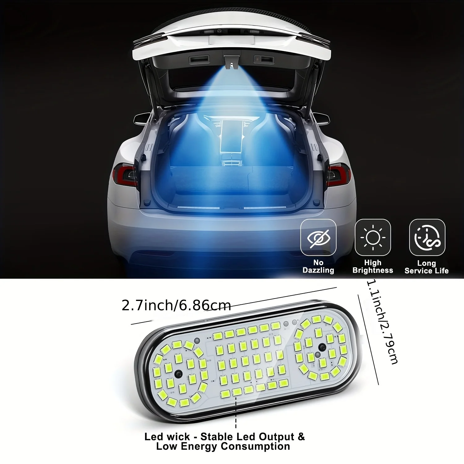 1PC Ambient Interior LED Trunk Light for Tesla 2021-2024 Model Y LED Interior Frunk Cargo Area Lightning for Neon Atmosphere