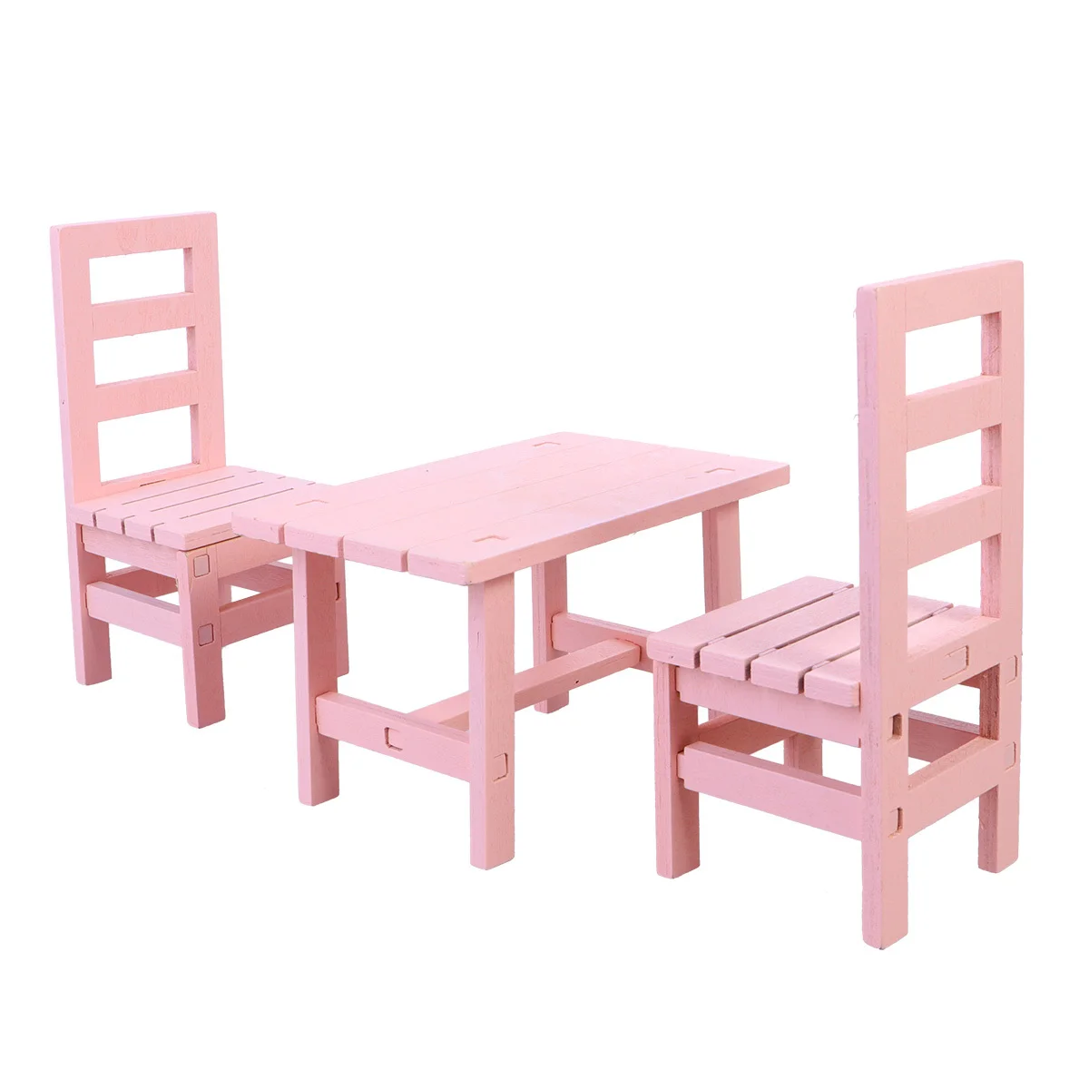 

3pcs Mini Wooden Chair Decor Vintage Style Simulation Craft For Cafe Home Hotel Bookstore Balcony Bar Photography Props Pink