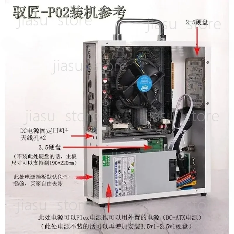 White P02/P03/P04 Mini ITX MATX Desktop Case Portable Handle FLEX PSU High Graphics Card Support