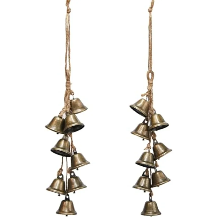 

2 штуки, 16,5 дюймов, колокольчики-обереги для дверных ручек, уличные ветряные колокольчики в стиле ведьмы, 8 латунных колокольчиков, принадлежности для колдовства