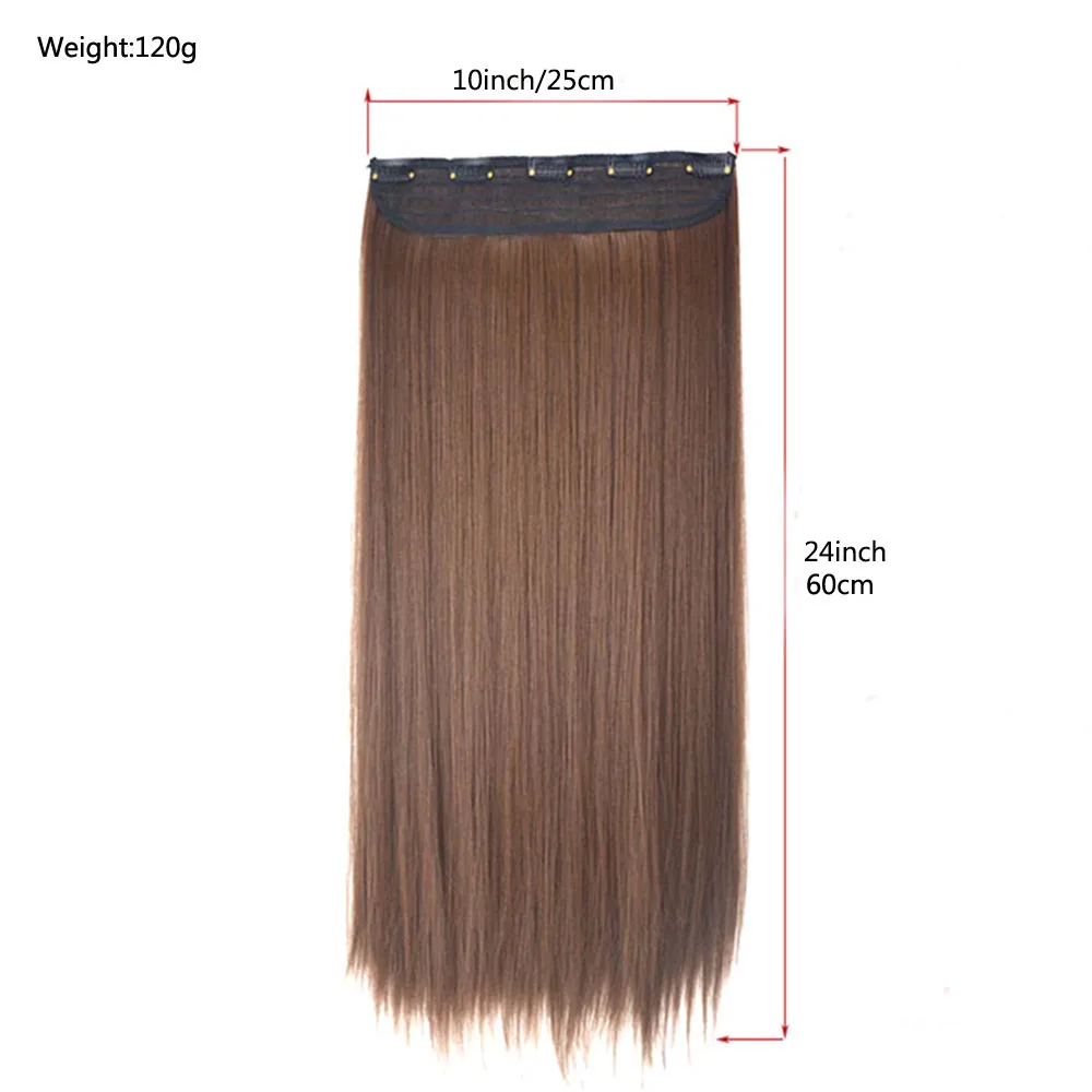 Synthetic Hair Extension One-Piece With 5Clips Clip in Long Straight Hair Blonde  For Women Daily Use