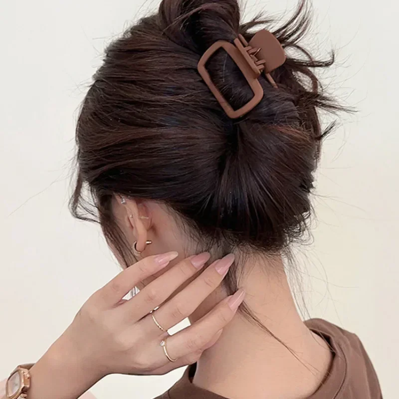 Small Hair Claw Clips Women Girls 5.2cm Square High Ponytail Clip Clamp Korean Simple Matte Non Slip Hair Styling Accessories