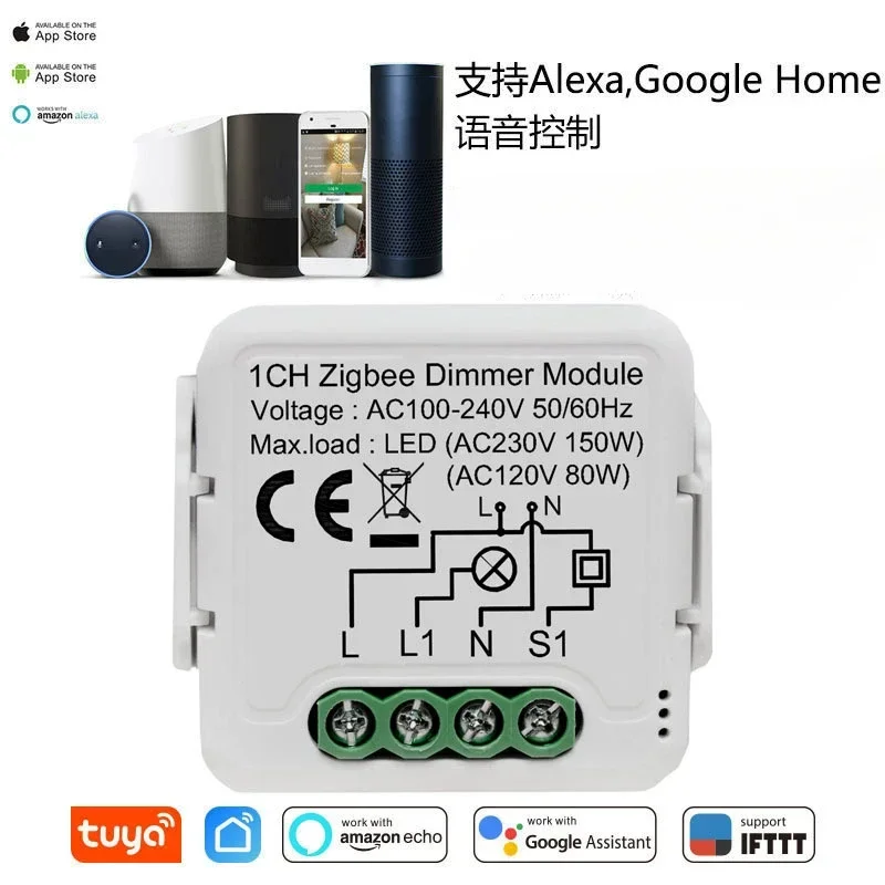 Excellent Tuya Zigbee All The Way Dimming Breaker APP Alexa Google Assistant Voice Control Modified Parts Module Zero Fire Versi