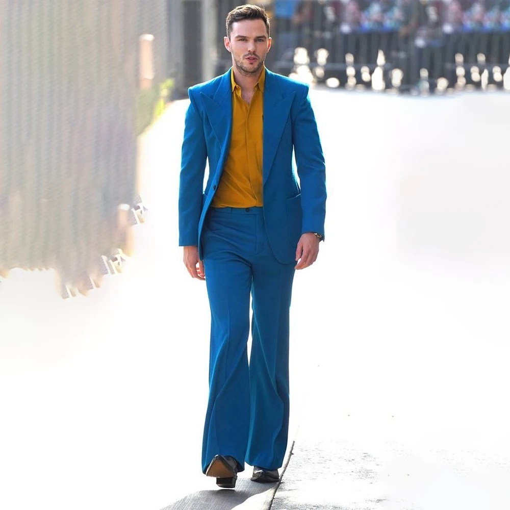 

Fashion Men's Suits High Quality One-Button Peak Lapel Slim Fit 2 Piece Jacket Pants Sets Elegant Party Male Clothing Outfits