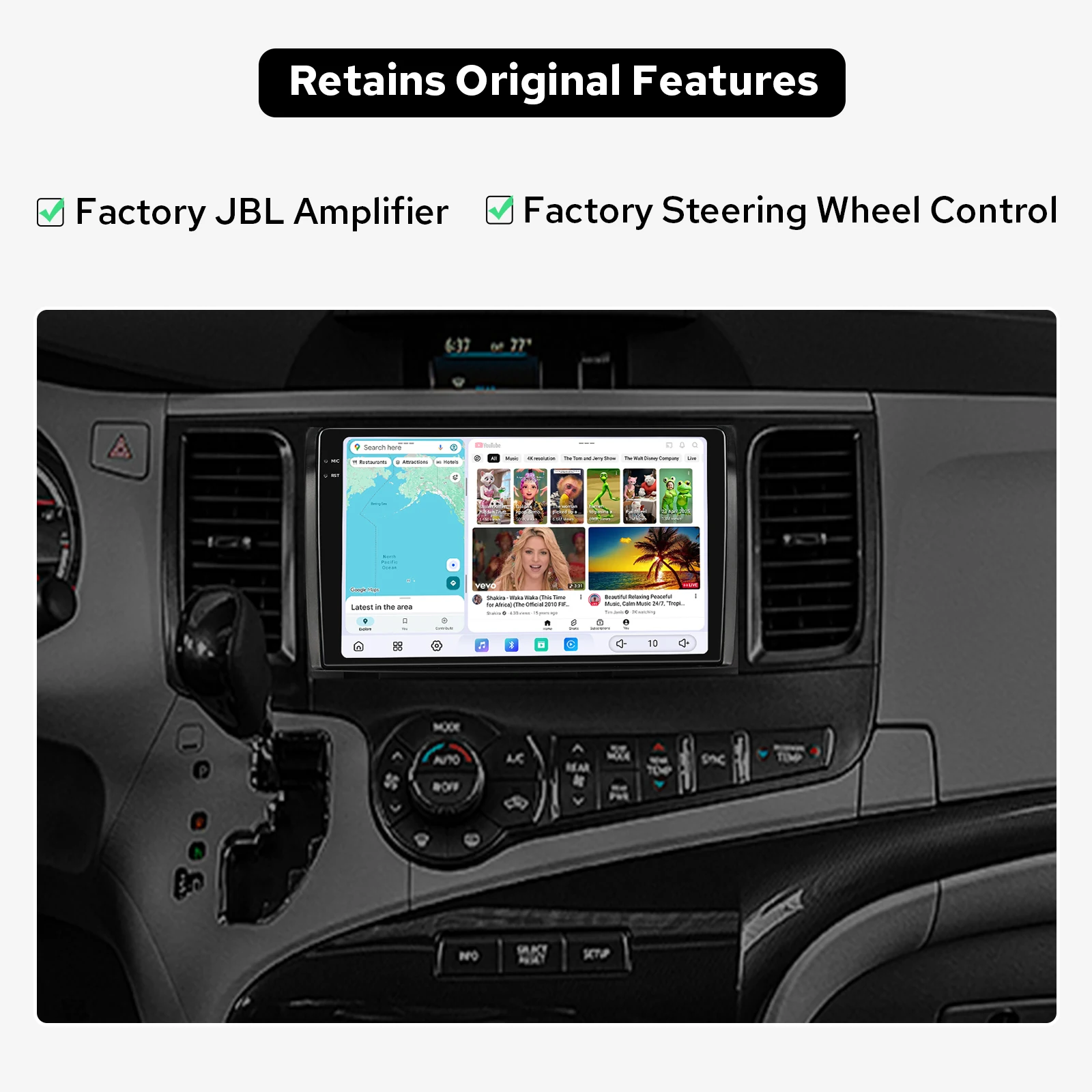 JOYING Car Stereo For Toyota Sienna 2011 2012 2013 2014 Radio Upgrade Android Head Unit Wireless CarPlay Android Auto 2K QLED