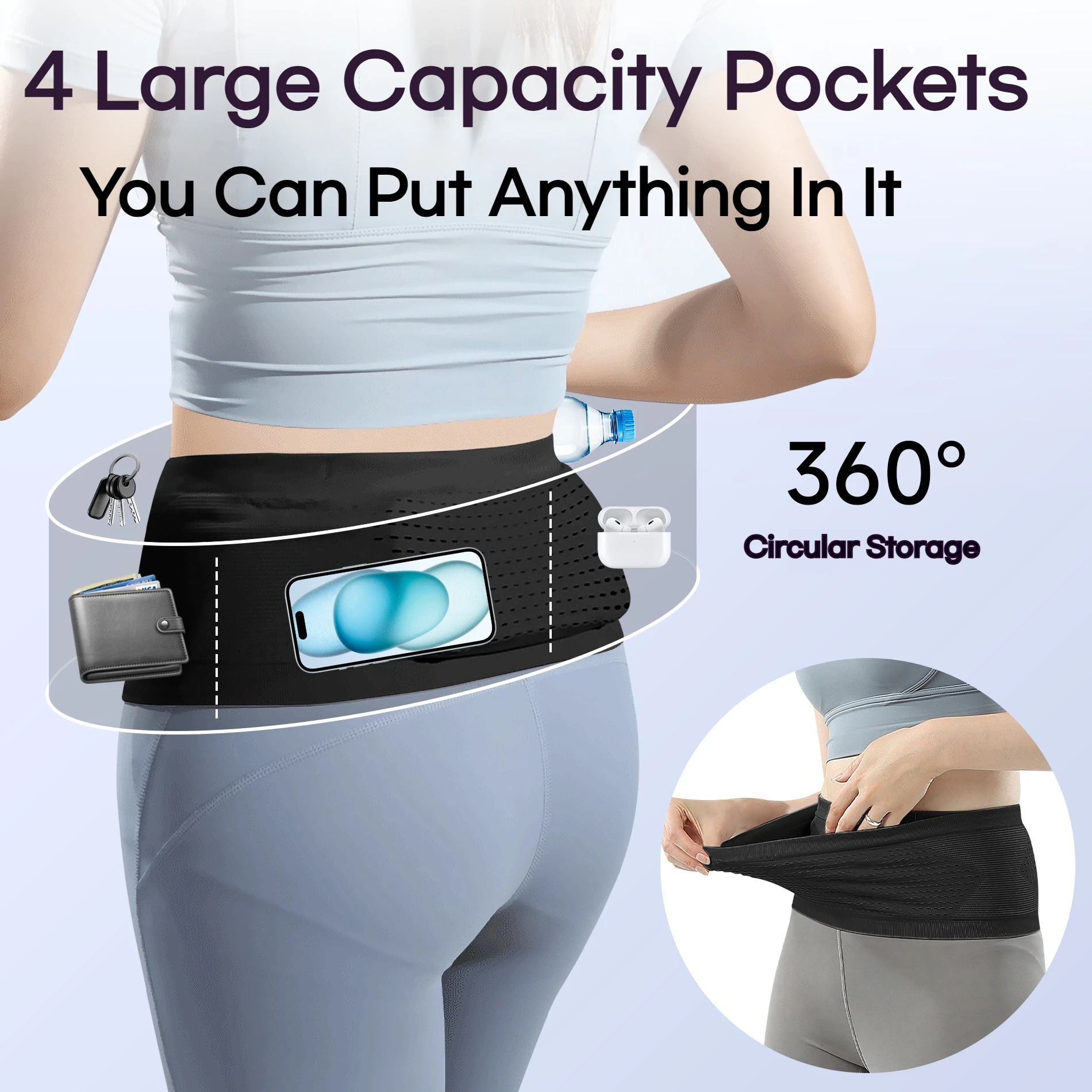 เข็มขัดวิ่งแบบบางสำหรับผู้ชายและผู้หญิง, กระเป๋าคาดเอวสำหรับวิ่ง, ที่ใส่โทรศัพท์สำหรับวิ่ง, กระเป๋าคาดเอว, กระเป๋าคาดเอวแบบกันความชื้น