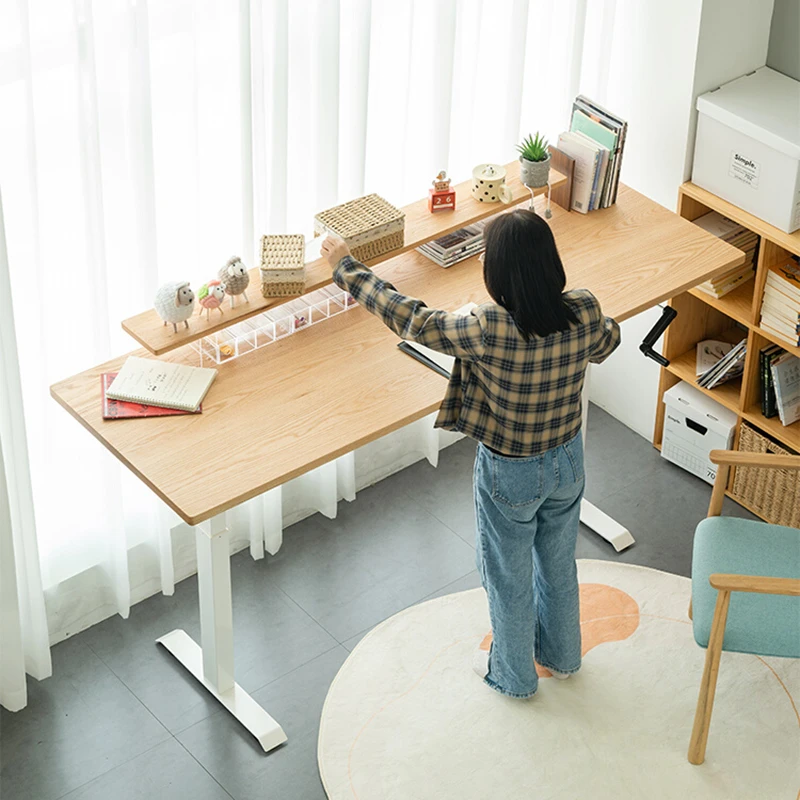 

Nordic Solid Wood Manual Liftable Table Study Drawing Table Height Adjustable Designer Inspiration Table Simple Furniture FYDT
