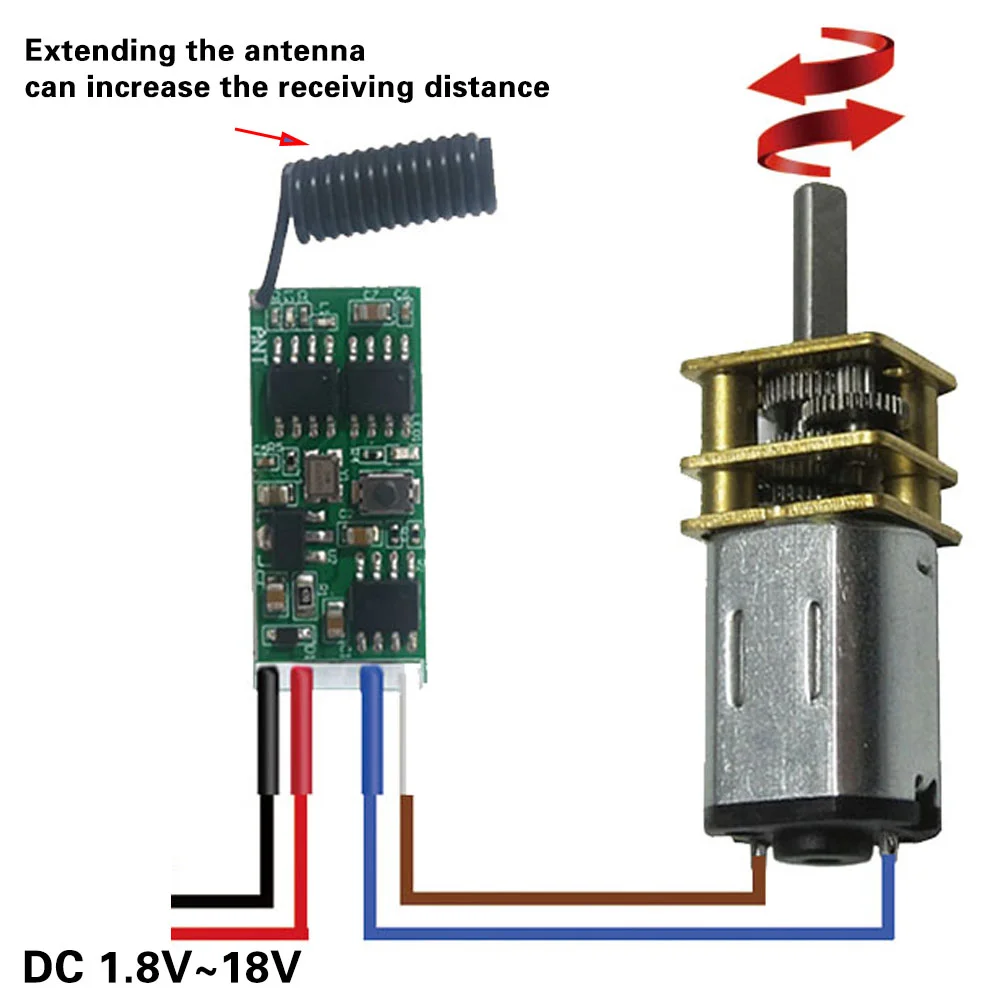 433.92Mhz Wireless RF Relay Receiver Module DC 3.6V 6V 12V 1CH Remote Control Switch and Transmitter for Forward and Reverse DIY