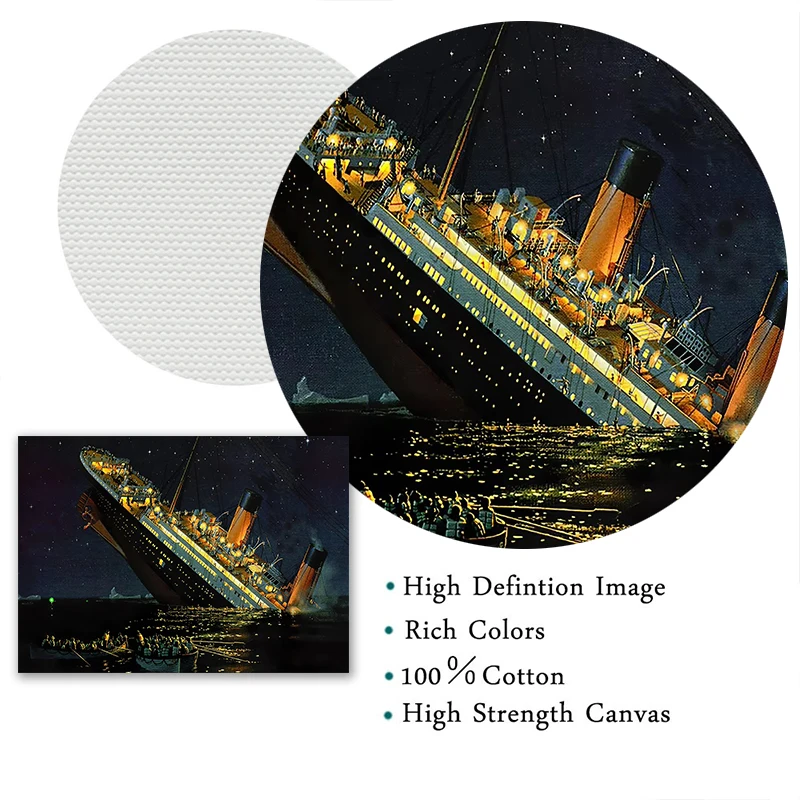 The Boat in Titanic Ship Shipwreck Classic Movie Canvas Painting Poster and Print Wall Art Picture for Living Room Home Decor