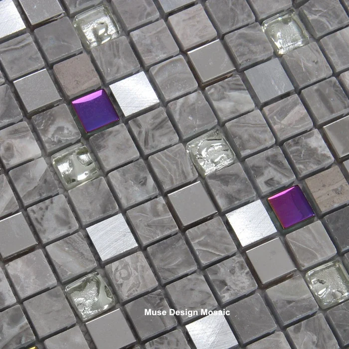 

Смешанное металлическое электропокрытие Радужный серый деревянный мраморный камень стеклянная мозаичная плитка для кухни, ванной комнаты, бара, ресторана, настенная плитка