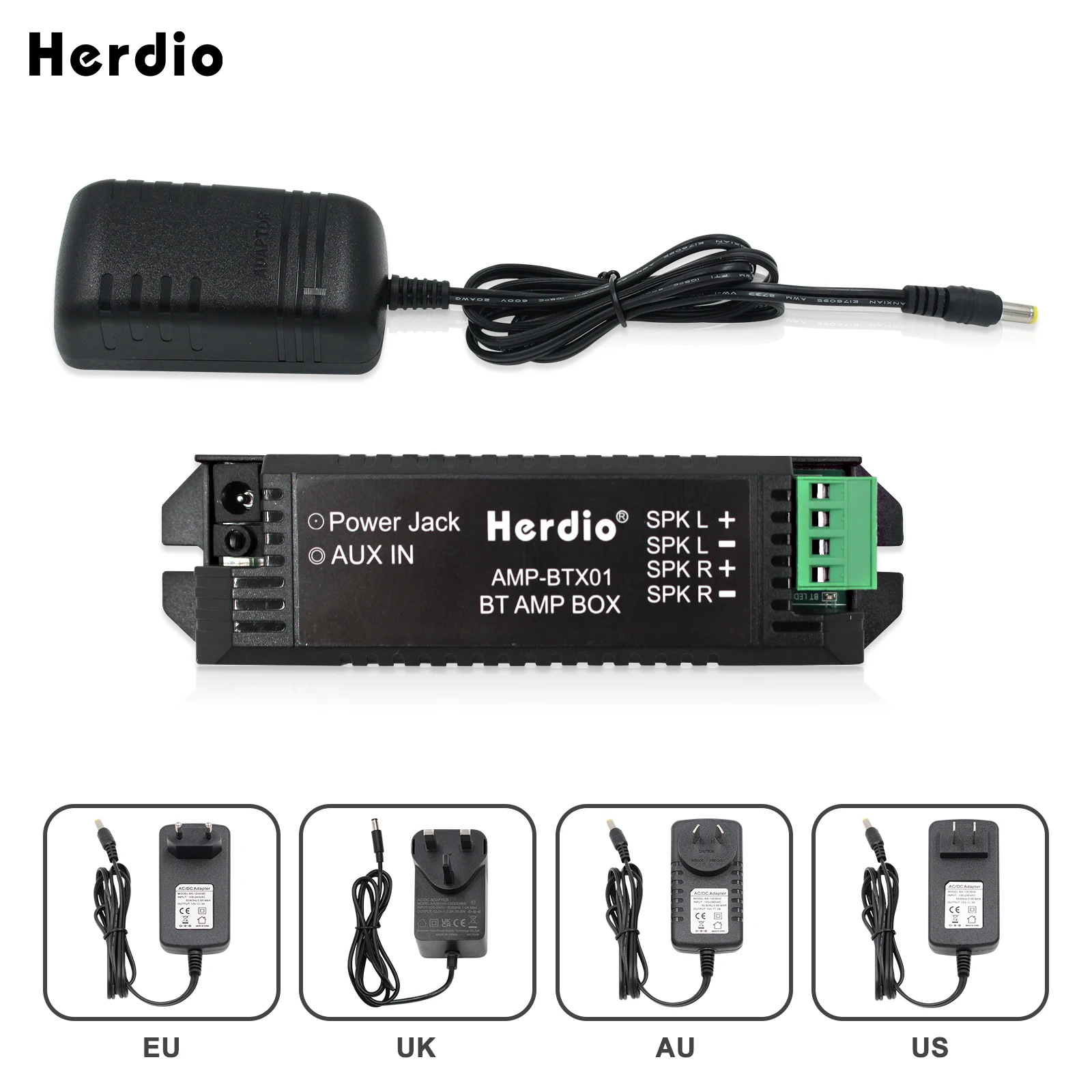 Herdio2 channels Home Power Amplifiers Audio Bluetooth Aux Mini Amplifier For Bathroom Wall Ceiling Music Speakers EU/US/UK plug