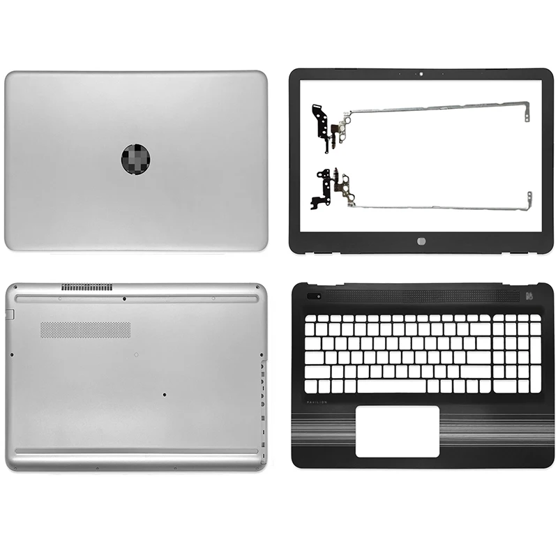 New For HP Pavilion 15-AU TPN-Q172 Q175 15-AW 15-AL Laptop LCD Back Cover Front Bezel Hinges Palmrest Bottom Case Cover Silver