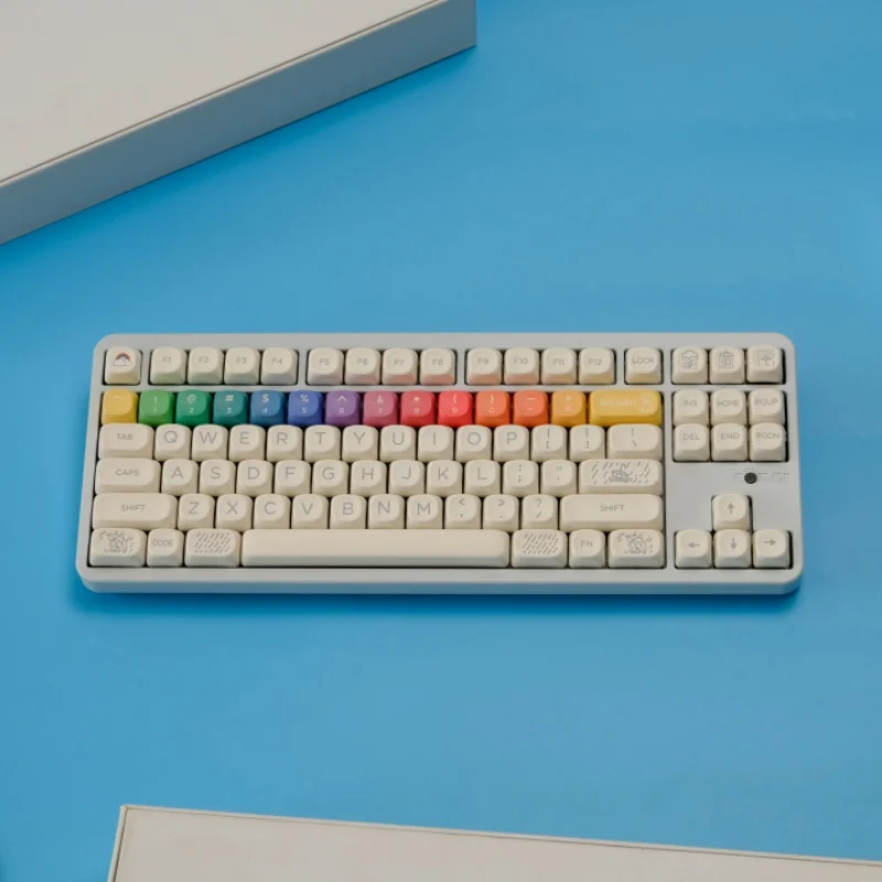 

129 Keys Rainbow After Rain Key Cap PBT MOA Profile Double Shot Keycap Thermal Sublimation Mechanical Keyboard for Customization