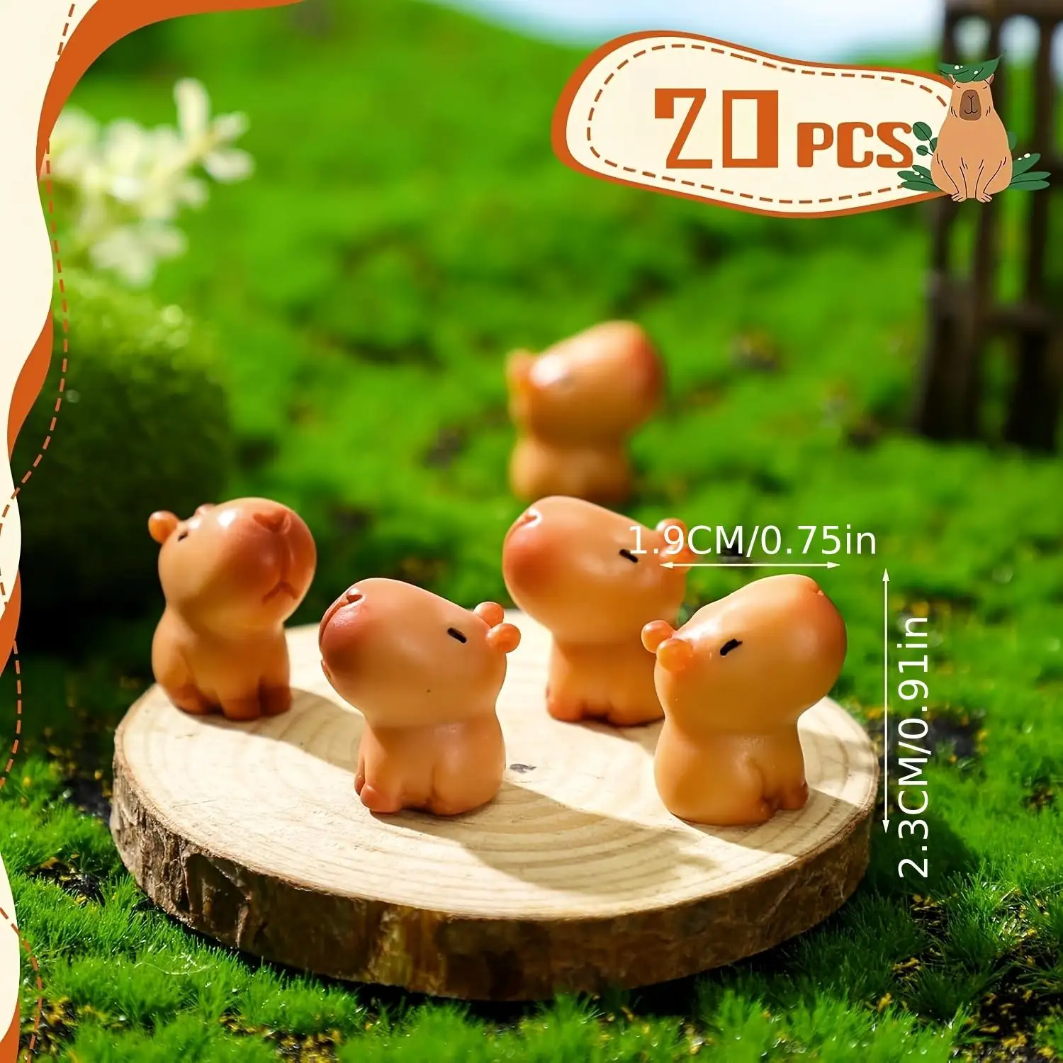 20 Mini Capybara Resin Statues - Cute Cartoon Animal Decoration Suitable for Gardens, Courtyards, and Outdoor Spaces, Durable Re