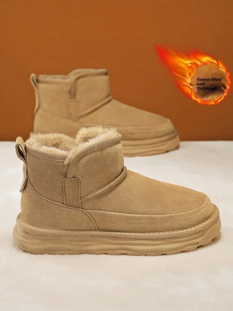 

Men's Winter Snow Boots Thermal Thick Bottom Anti-slip High Top Fleece Outdoor Cold Resistant Cotton Shoes Casual Style