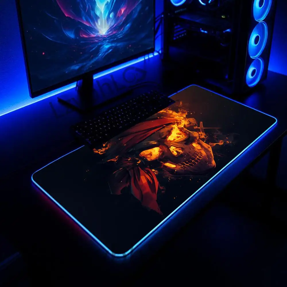 

Pirate Skull RGB Mouse Pad XXL Gaming MousePad HD Gamer Accessories Large LED Light MousePads PC Computer Carpet With Backlit