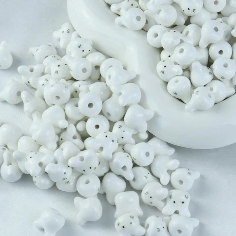 10Pcs Ceramic Colorful Chinchillas Ceramic Beads Rabbit Beads Cute Rabbit Ceramic Beads Animal Cute Rabbit Shape Porcelain Bead