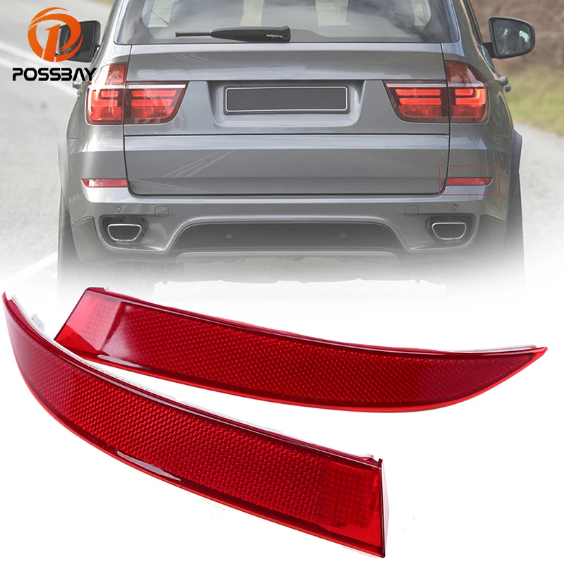 POSSBAY Car Rear Bumper Reflector for BMW X5 E70 LCI 2011-2013 Red Lens Rear Redlector Car Reflective Light