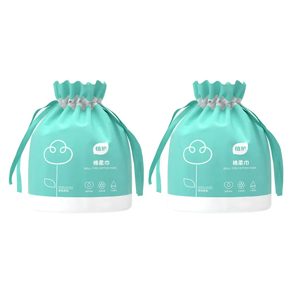 2 Rolls Cotton Soft Disposable Face Towels Makeup Removal Dry Wet Use Facial Tissue Cleansing Towelettes Durable view 2