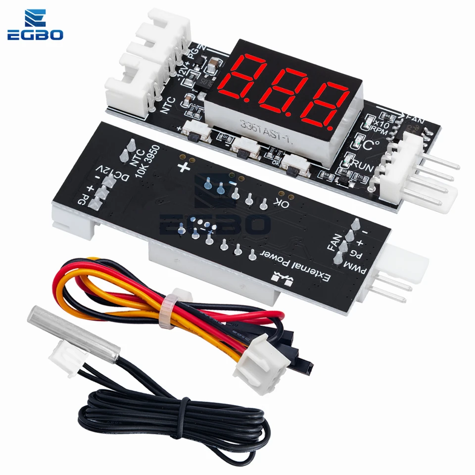 Drehzahlregler Für 4-Draht PWM Lüfter, DC 12V 3A Lüftersteuerung Mit Digitaler Temperatur- & Drehzahlanzeige, Einstellbarer PWM 25kHz Temperaturregler Für PC-Gehäuse & CPU-Lüfter