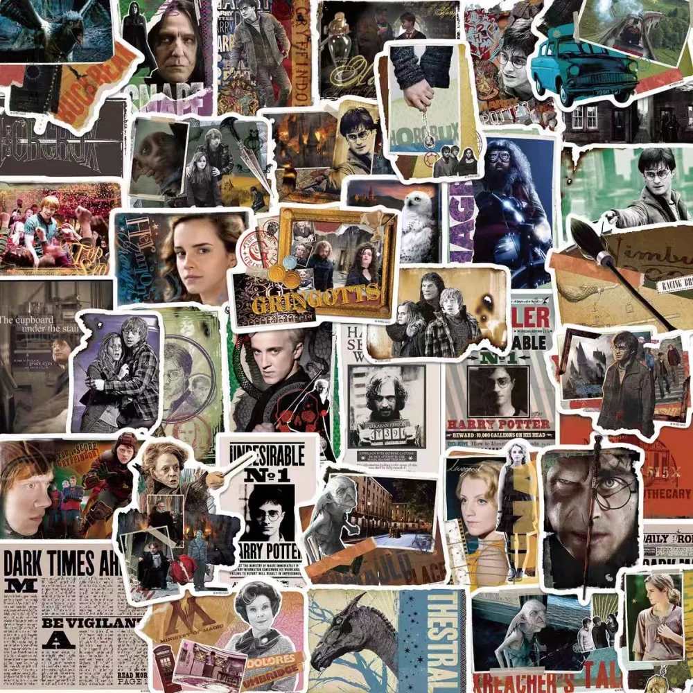 Echte 50 stuks Harry Potter cartoon sticker speelgoed stickers voor briefpapier gitaren telefoons fietsen laptops decor stickers cadeaus voor meisjes