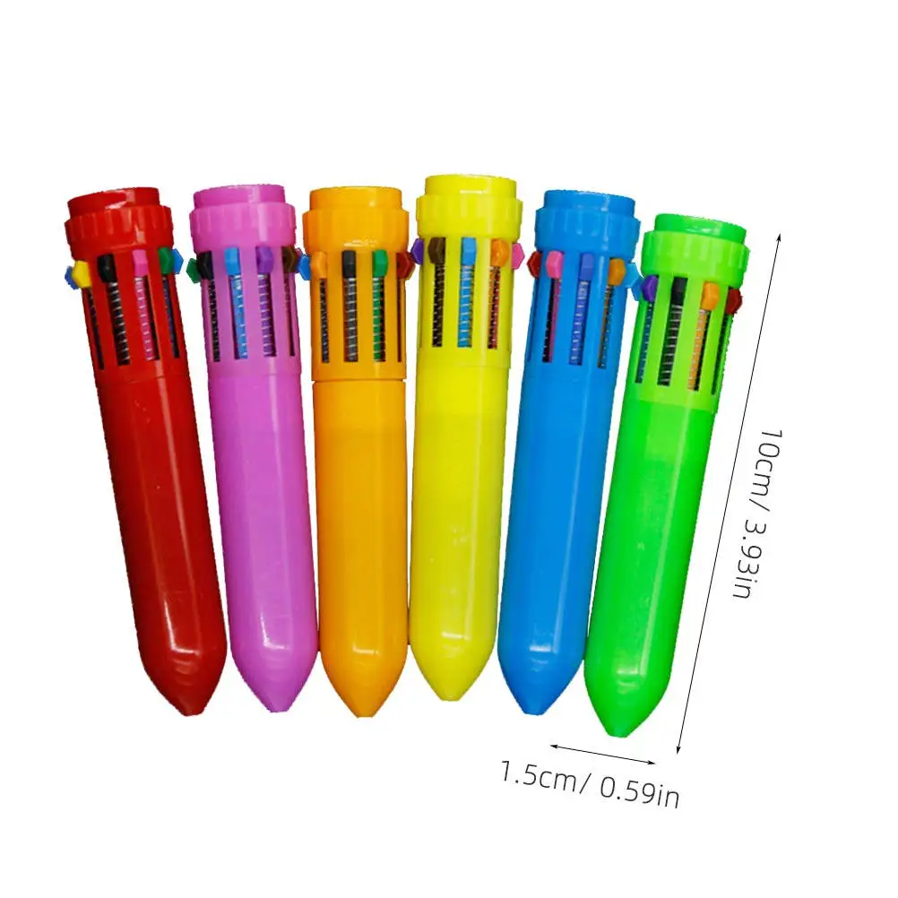 12Pcs 10 in 1 Retractable Multicolor Ballpoint Pens Smooth Flow Pens for School Office Ball-Point Pen Multicolor Ball-Point Pen