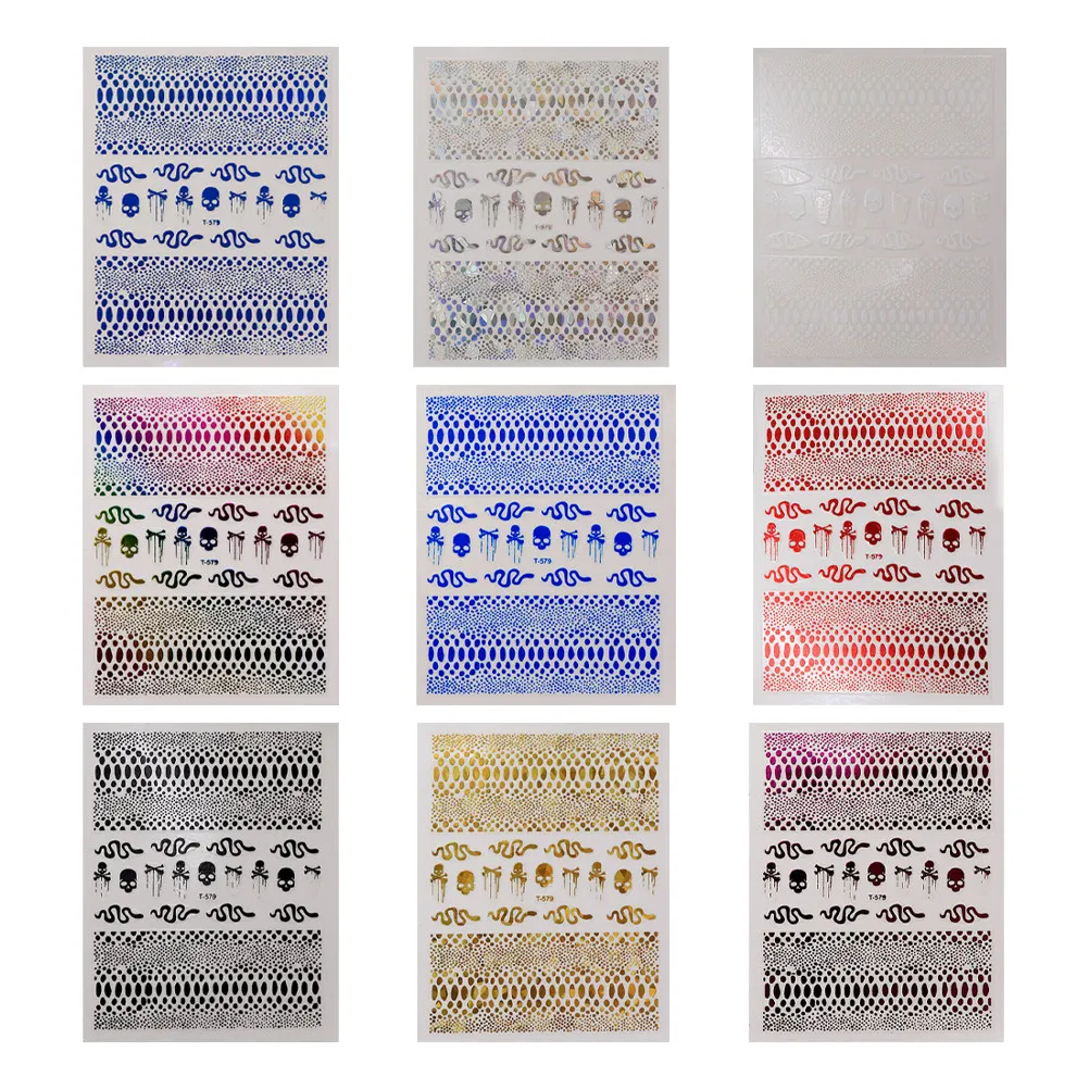 

9Pcs Snake Nail Nail Art Decals Stickers 3D Manicure Adhesive Decals Supplies Fashion Decorative Home Salon Use