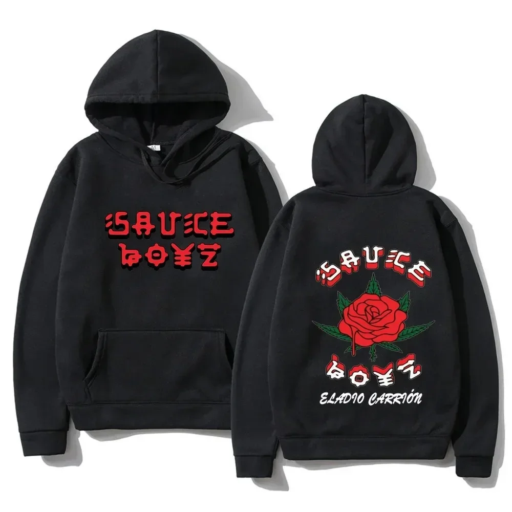 Eladio Carrion Sauce Boyz Monarca Harajuku Anime Hoodies Kawaii Manga Sweatshirts Casual Cartoon Clothes Menwomen Streetwear