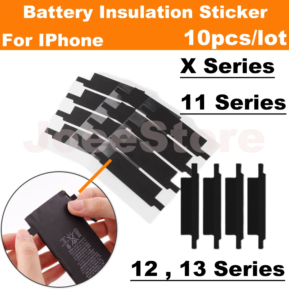 10pcs Battery Insulation Sticker For iPhone 11 12 13 14 X XS Pro Max XR Protection Tube Battery Cells Replace Wrapping Adhesive