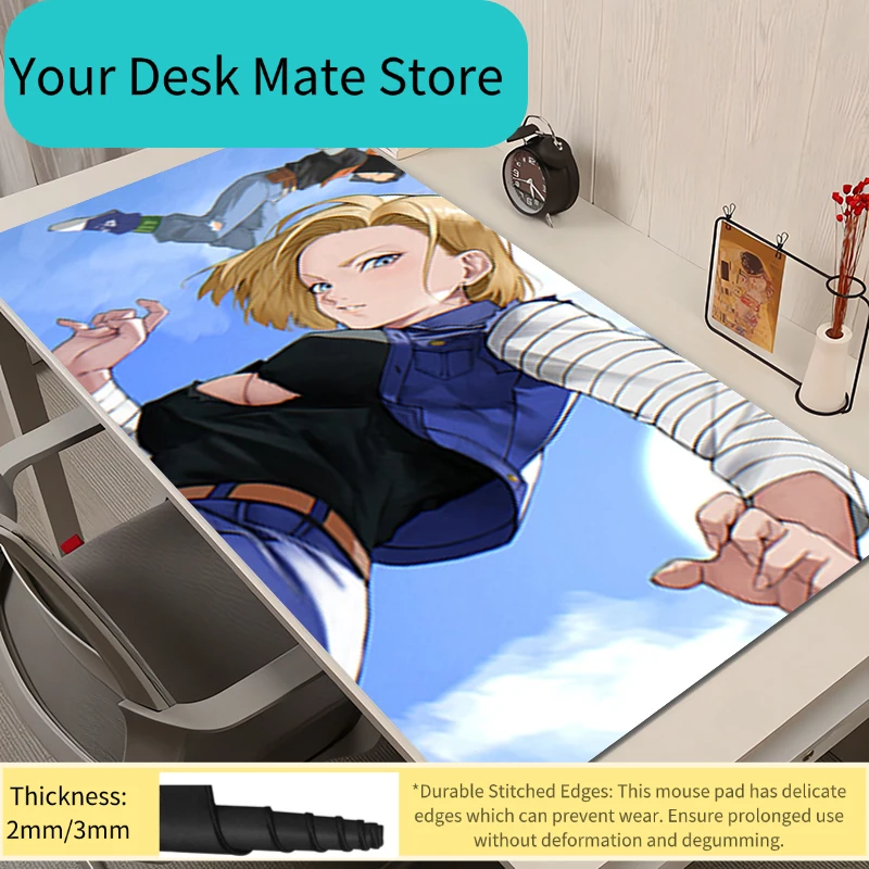 

Mouse Pad Dragon Ball Android 18 Office PC Accessories Extended Pad Anime Pattern Desk Mat Anti-slip Rubber Mousepad Gaming Mats