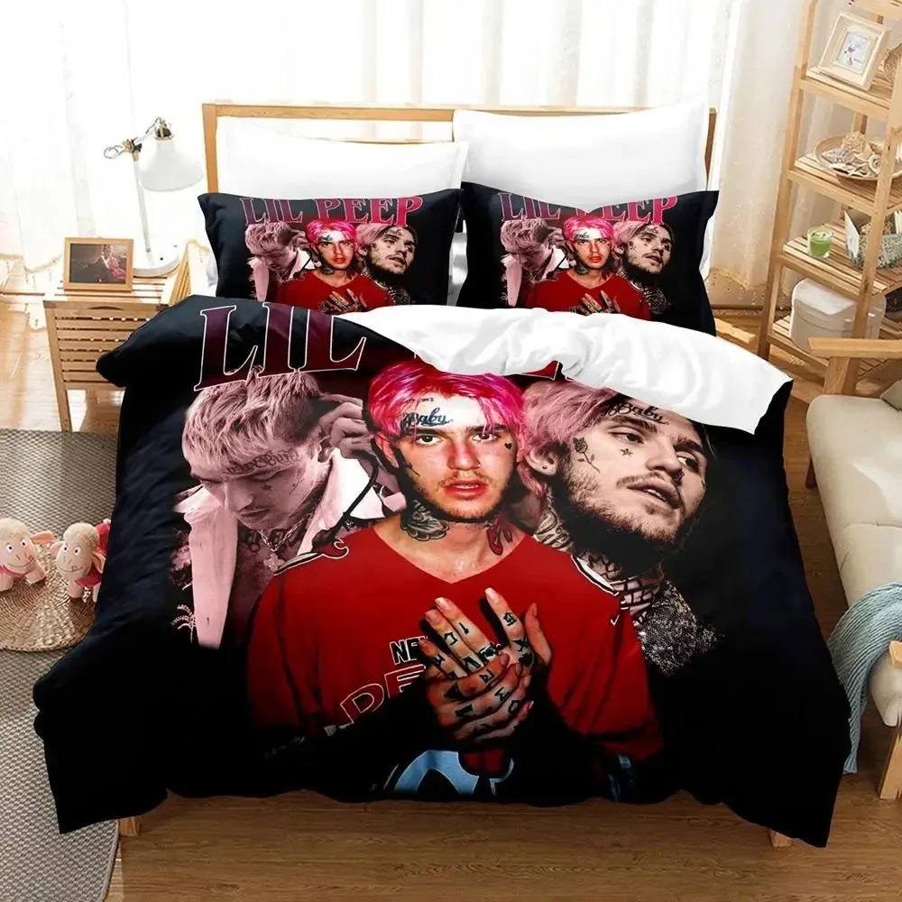 

3D Print Rapper Lil Peep Bedding Set Duvet Cover Bed Set Quilt Cover Pillowcase Comforter king Queen Size Boys Adult Bedding Set