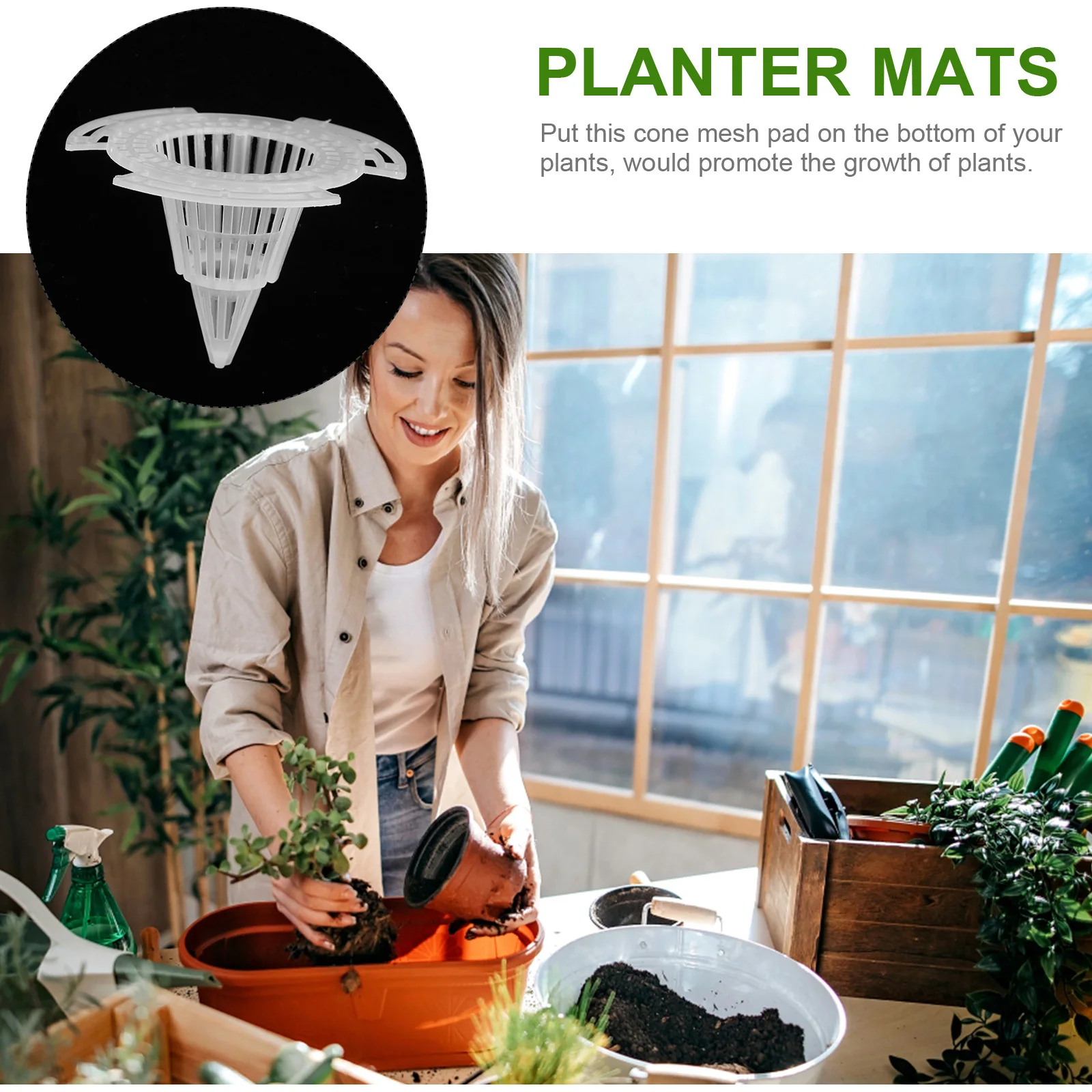 

20Pcs Cone Planter Mesh Pads Flower Pot Bottom Net Breathable Drainage Gaskets Plastic Pot Cushion Plastic Mesh Pad Filters