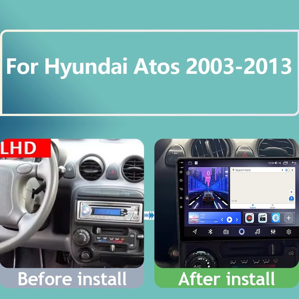 

4G Navigation Stereo For Hyundai Atos 2003-2013 2din 12G+256G Android 15 Car Radio Multimedia Video TS10 Player Carplay Auto GPS