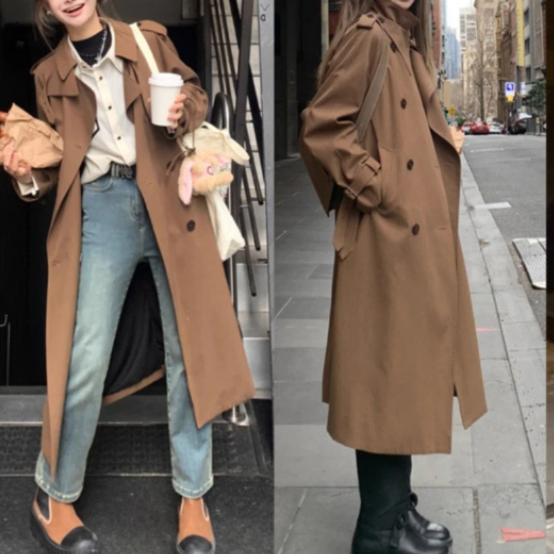 British Style Trench Coat Women2024 Winter New Style High End Elegant Temperament Loose Medium Length Jacket With Elegant Design