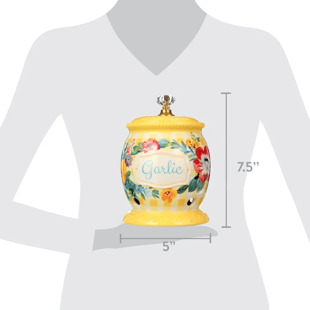 حارس الثوم السيراميكي مع غطاء تخزين المطبخ أداة نضارة حاوية لمبة الثوم تصميم تدفق الهواء أواني الطبخ اليدوية