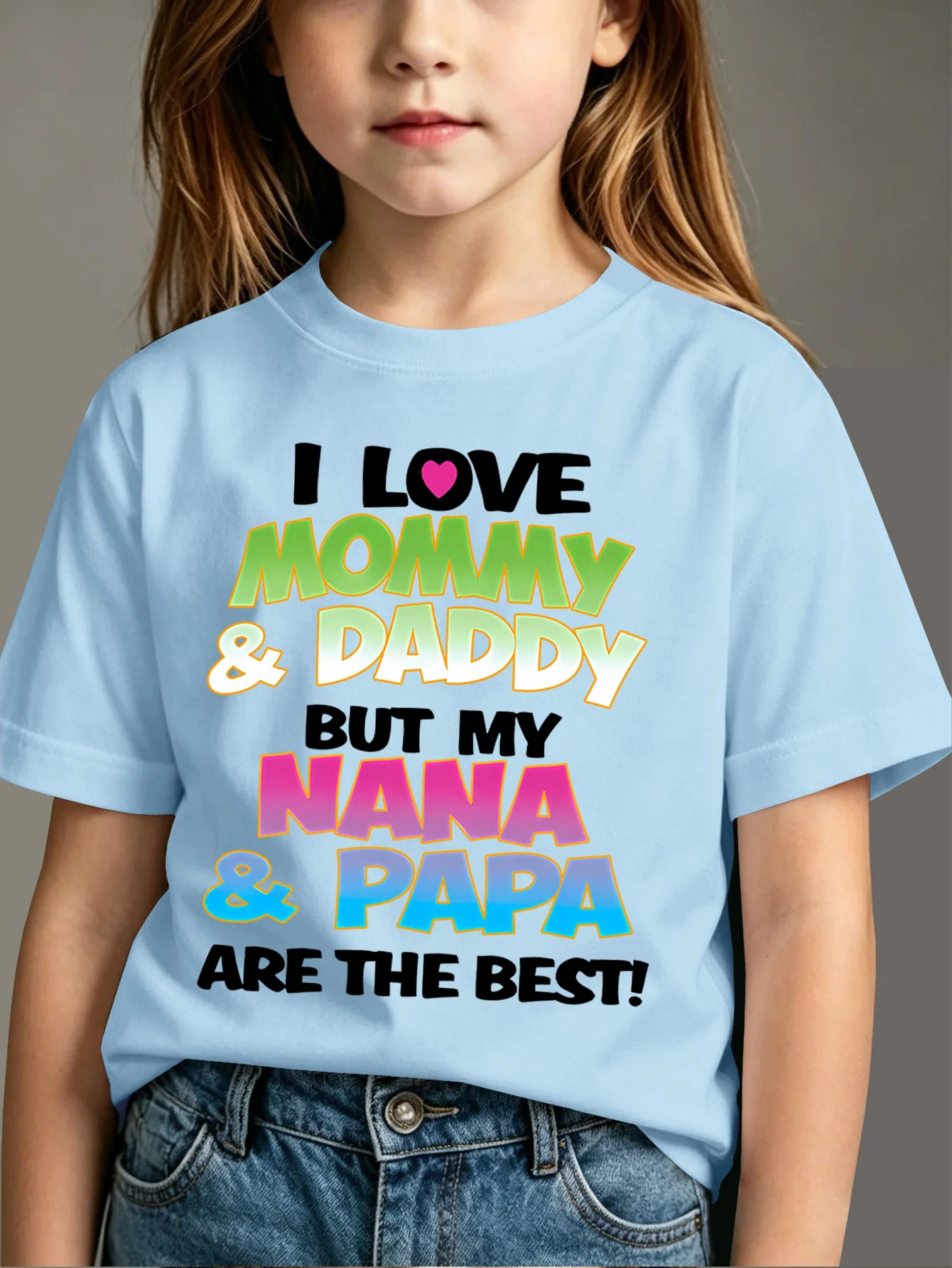 Family Sweet Quote Letter Print Boys Girls Short Sleeve Tee Parent Match Soft Cotton Kids Warm Daily Casual Fashion T Shirts
