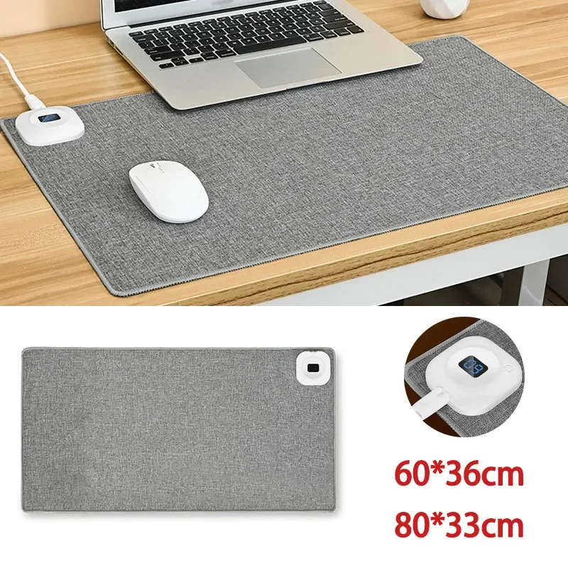 Alfombrilla de ratón calefactora para PC, portátil, con pantalla Digital, calentamiento rápido, resistente al agua, para oficina, sueño, invierno, 80x33cm