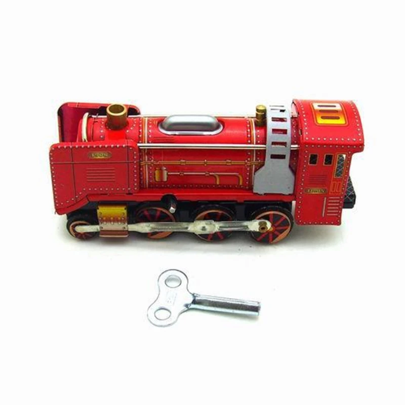 Adult Collection Retro Wind Up Trains Toy Metal Tin Running Trains Mechanical Clockwork Toy Figure Kids Gift