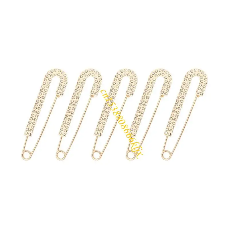 

5pcs Rhinestones Waist Pin Decorative Fastener Brooch Pin For Sweater Pants Scarf 066C