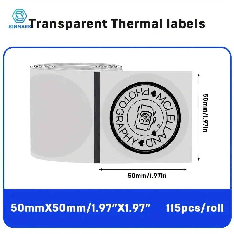 6 Rolls Clear Round Thermal Labels Compatible with SK20 SK35 SK45 M110 M200 P50 Label Printers, Transparent Sticker Tags