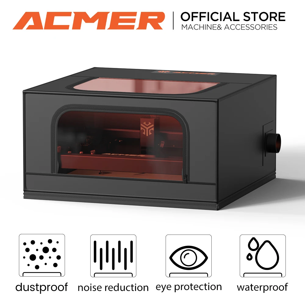 ACMER-R10 Laser Engrave Machine Enclosure Fireproof Dust-proof Smoke ExhaustEye Protection Vent CNC Large Size Protective Cover