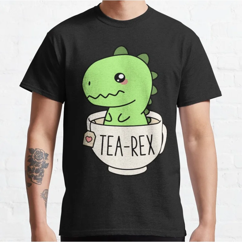 

Tea-Rex Cute T-Rex Dinosaur Kawaii Funny Dino Pun humor Graphic T Shirts large size Adult tops S-6XL
