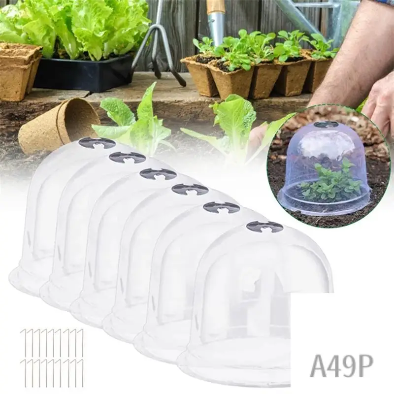 

P4-12Pcs Reusable Plastic Greenhouse Garden Plant Bell Cover Dome Frost Guard Freeze Protection
