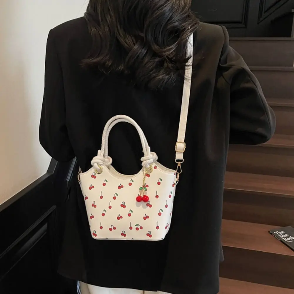 Cherry Pendant Cherry Crossbody Bag Large Capacity Handbag Basket Shoulder Bag Phone Bag Message Bag Small Tote Bag Streetwear